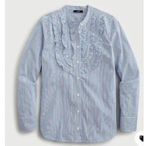 J. Crew Band-collar ruffle-front shirt in Small